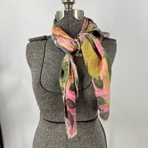 Express vintage 100% silk watercolor floral print scarf